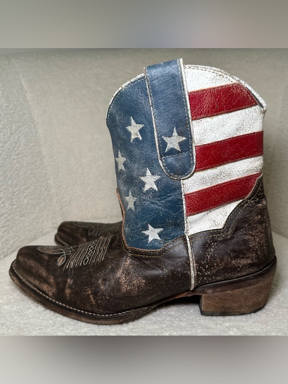 Americana Patriotic Western Boots USA Flag Leather Summer 4th of July Cowboy 8 - Picture 2 of 15
